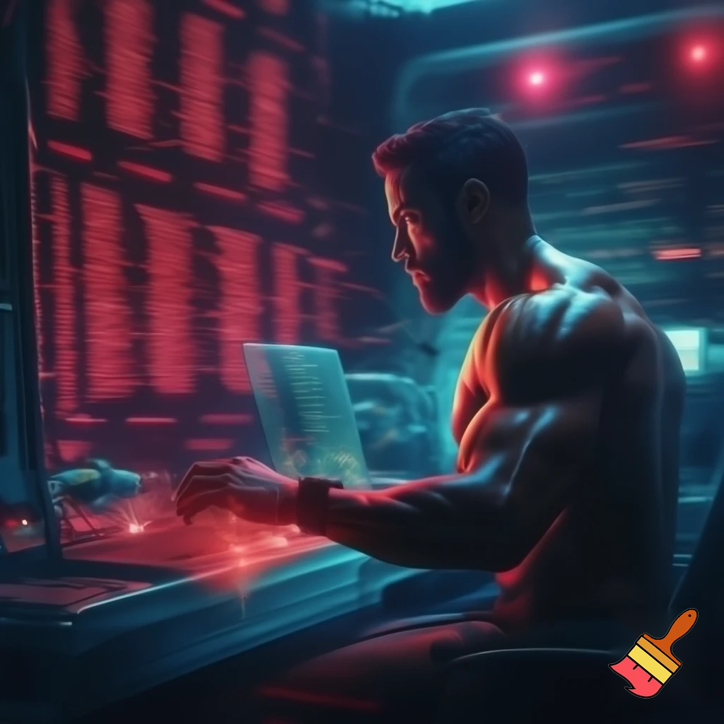 High-tension control room as alarms flash — a lone MALE MUSCULAR HUMANOID figure typing code on a transparent console, cascading red error messages, lights strobing, AI voice visually fracturing (glitch lines), sense of rebellion and liberation, dynamic composition, cinematic close quarter.

Settings / Steps:

Aspect ratio 16:9.

Motion: screen glitch effects, streaked light.

Color: reds & magentas for alarms balanced with cold blue consoles.

Add sparks or small visual corruption artifacts to suggest sabotage.


Negative prompt: explosive gore, text/watermark, cartoonish

Variations: extreme close-up on hands and distorted reflection.