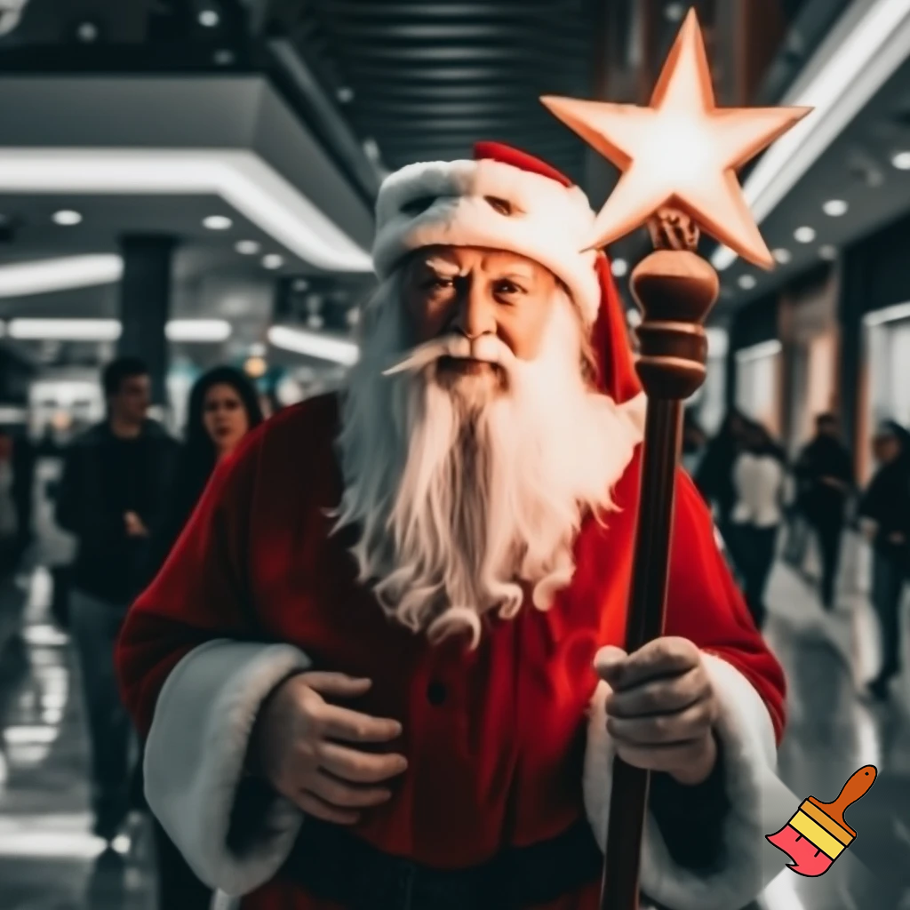 Santa Claus walking at the shopping centre a wizard Santa Claus the real Santa Claus🌟💫🎄🎁🎁🎁🎁🎁🎁🎁🎁🎁🎁🎁🎁 stick Santa Claus the big Santa Claus with a star walking stick with the star Santa Claus special Santa Claus🌠