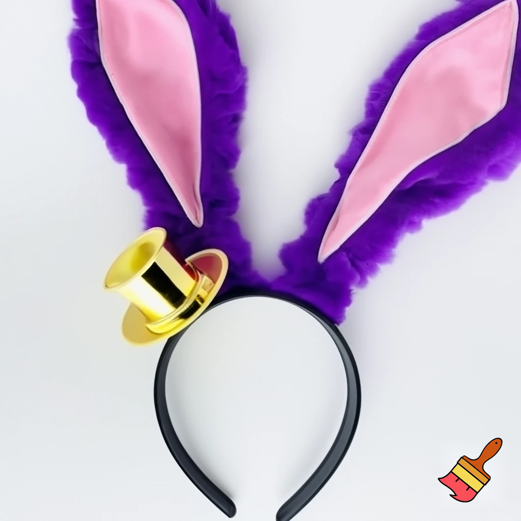 Easter bunny top hat headband, purple, purple and white with gold top hat top hat headband