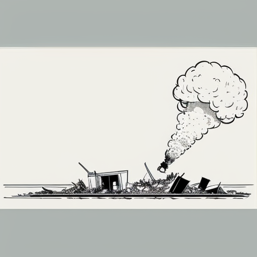 a super hero saving a dog from a bomb explotion. show a destroyed city in the baground up in flames 
