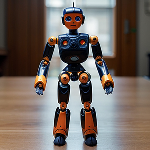 Small humanoid robot with visible toy-like joints (ball joints like an action figure).