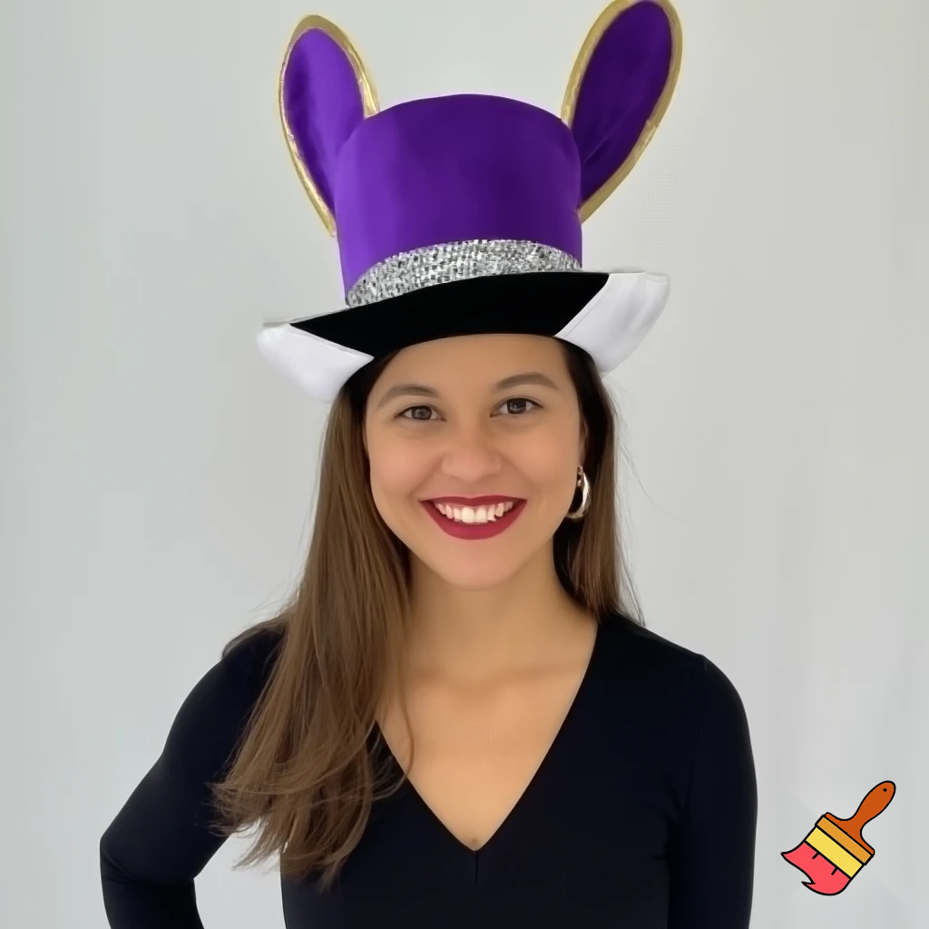 Easter bunny top hat headband, purple and white gold and silver top hat black purple dark purple special hat in delicate purple white, purple and white gold golden silver patterns Easter top hat