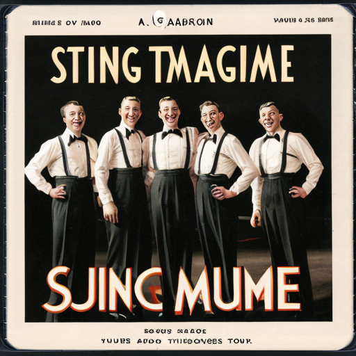 A CD cover with a 1940s style image of swing time singers.