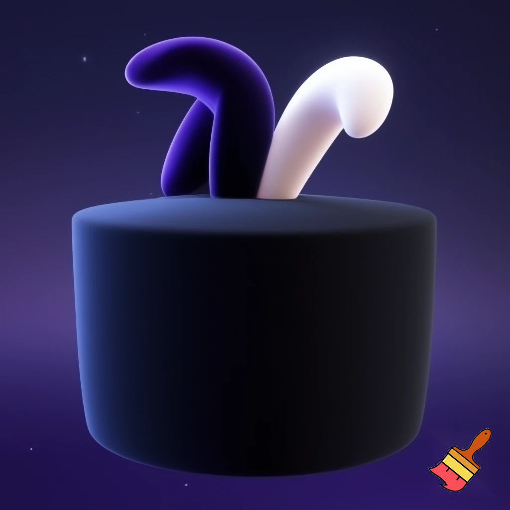 Black top hat with bunny ears velvet white and purple