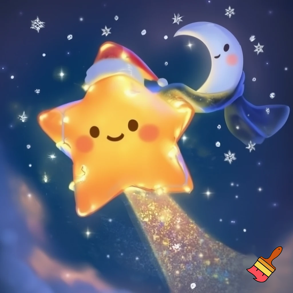 Star and the moon christmas cartoon