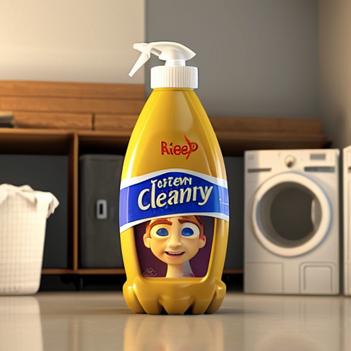 Pixar-style 3D render of a detergent bottle.

Eyes: stern and tired

Eyebrows: flat, unimpressed

Mouth: tight line

Arms: cap arms on hips

Scene: laundry shelf, clean Pixar lighting