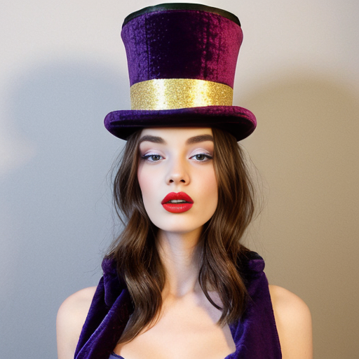 Top hat velvet and glitter gold and purple