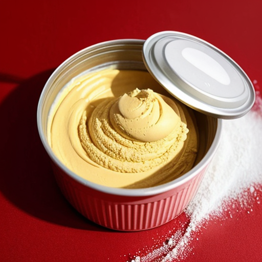 Custard powder out of the container. Make the company be Bird's Original Custard Powder 350g.