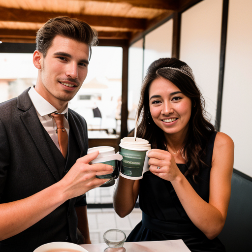 Goretzka drink coffee and Vanessa drink coffee at the wedding 