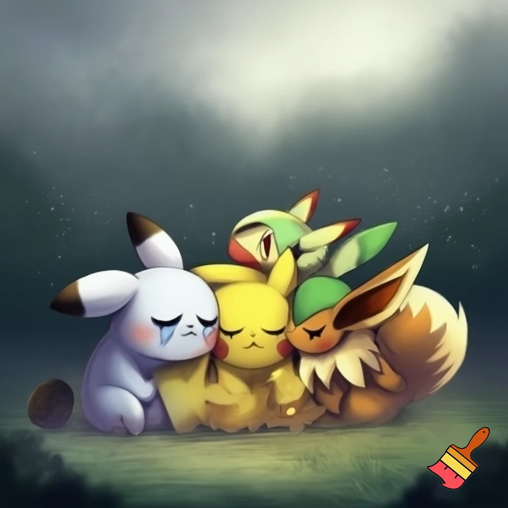 Pokémon Oshawott & Pikachu & Tepig & Snivy & Eevee Are Crying