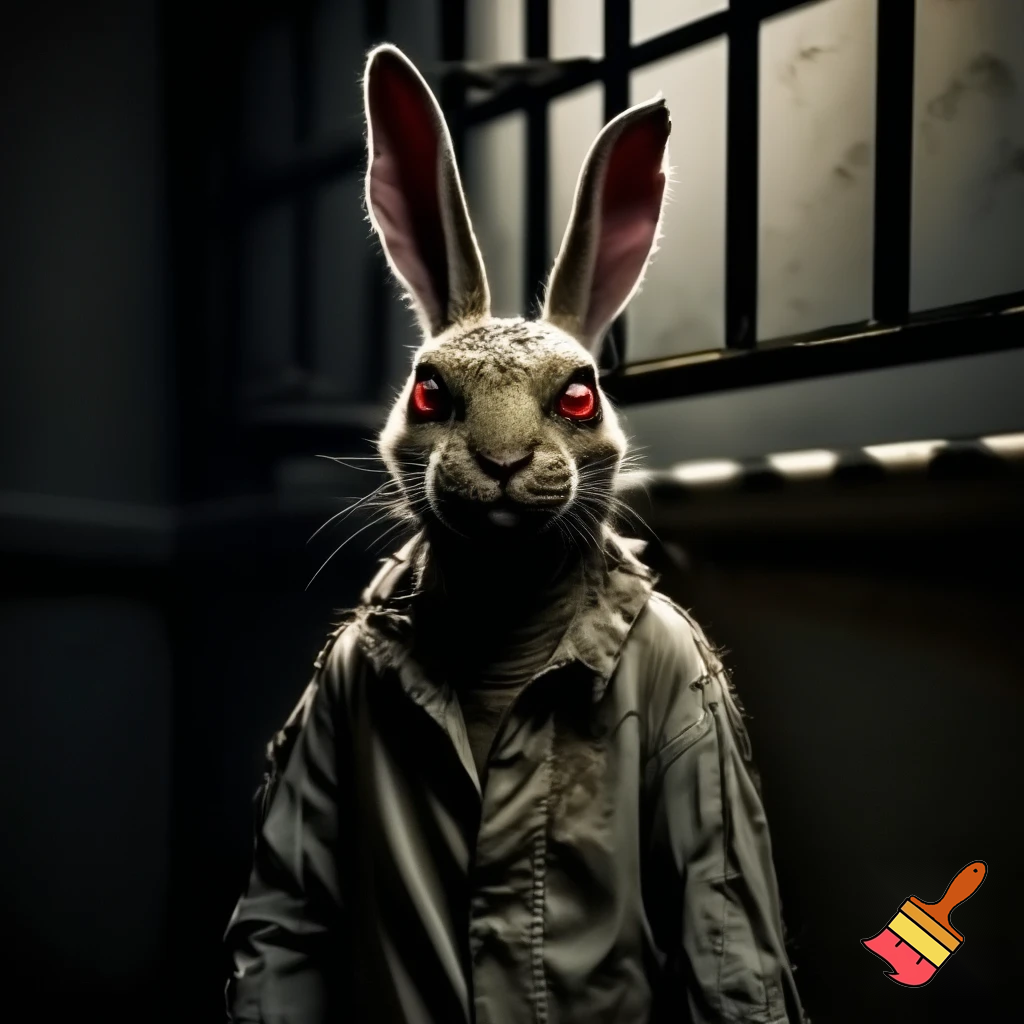 evil rabbit red eyes prison suit