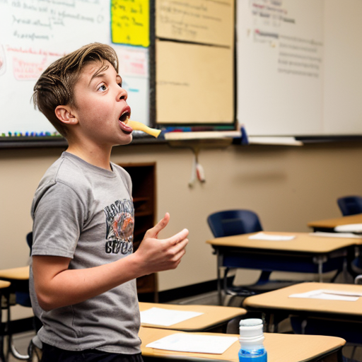 peanut butter boy yelling at students at class because they eat peanut butter