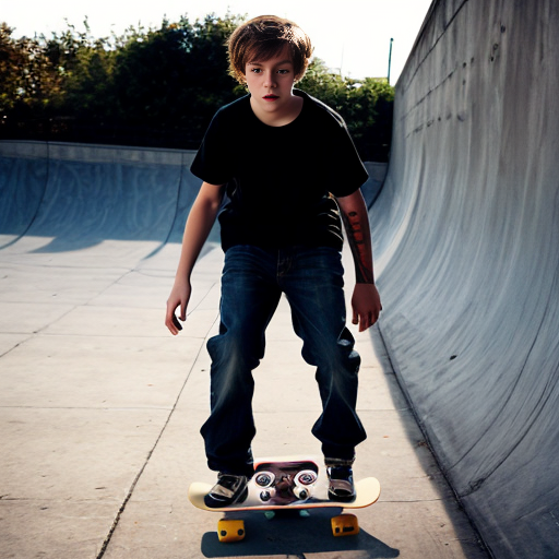 oli man dressed as a teen and riding a skateboard