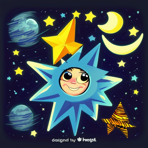 Star and a moon funky cartoon style