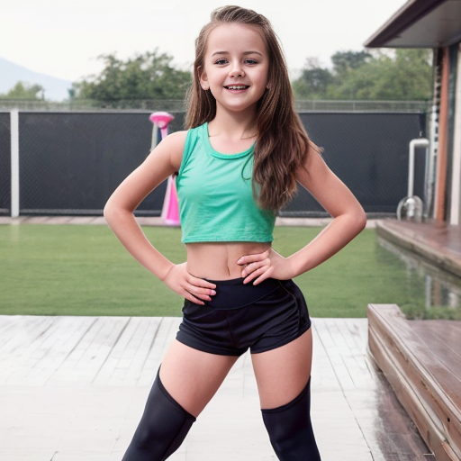 cute young little girl in short bootyshorts in a crop top doing the splitswith a girlfriend thats dresses as well, in tight leggings shorts
