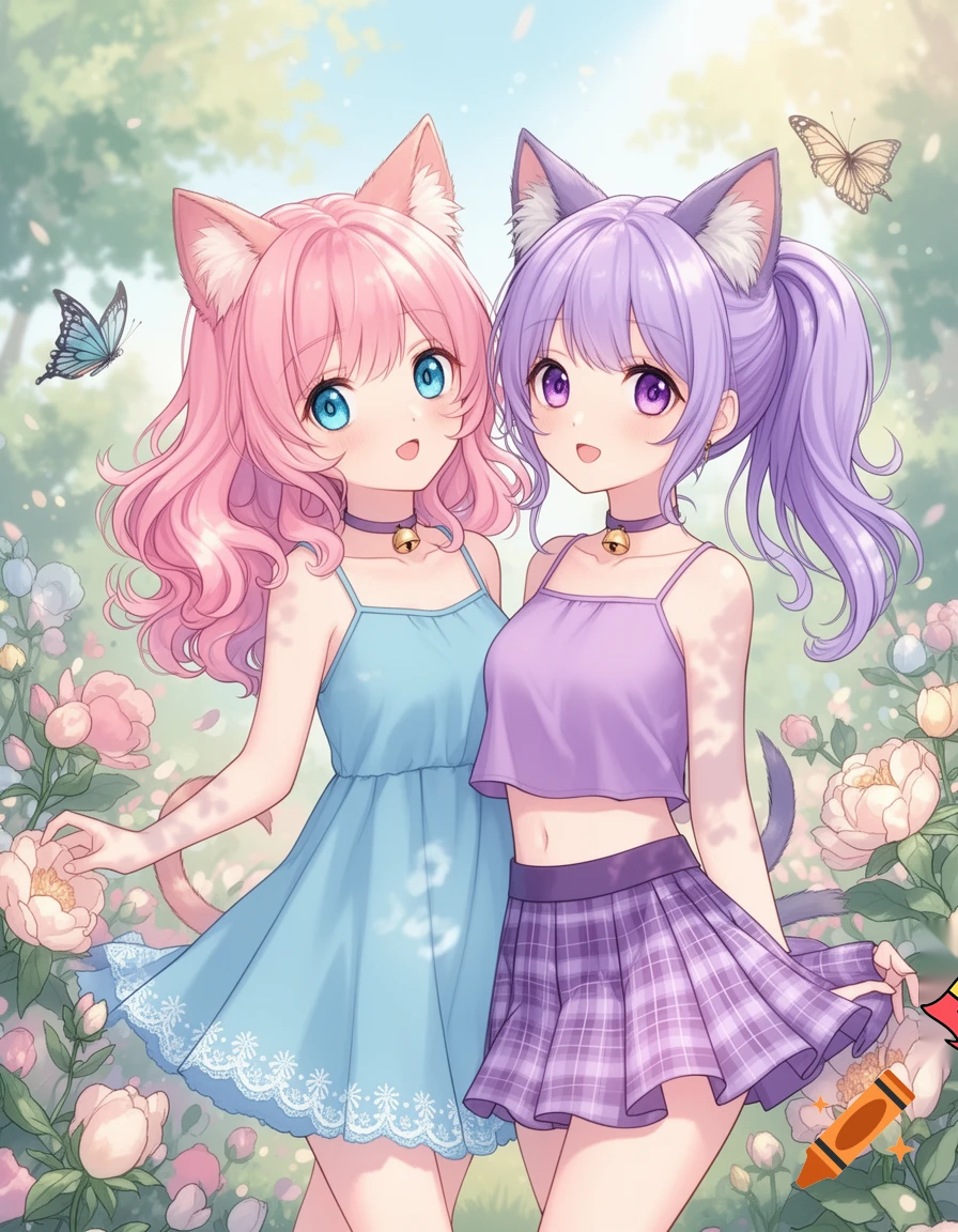 a cute anime girls with cat ears
