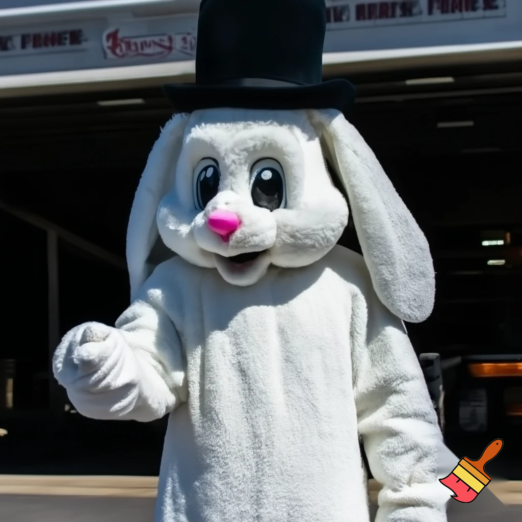 Mascot costume, Easter bunny top hat special top hat falcon gate trucking Centre