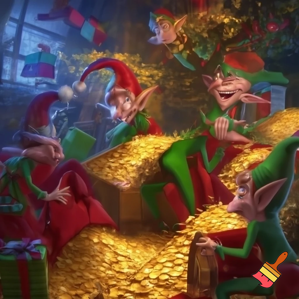 elves taking all of santas money 