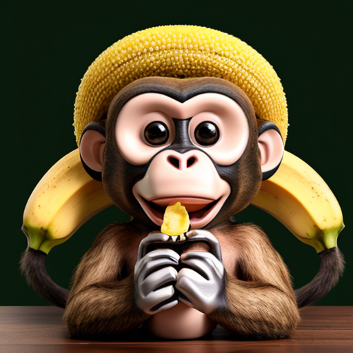 małpka z bananem i kapeluszem
