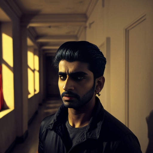 Aryan looking tired but focused while studying late night, same character design, same face, same outfit, same hairstyle, same university architecture, same hostel building, same corridor layout, same room number 213, same lighting style, identical environment, strict visual continuity, cinematic animated horror movie style, 2.5D horror cartoon animation, detailed background, volumetric lighting, dramatic shadows, suspenseful atmosphere, Khooni Monday style.