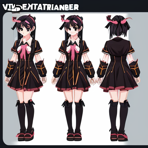 a reference sheet for a girl vtuber character design anime digital  extraordinary