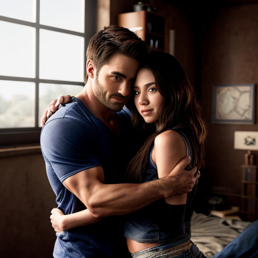 derek Hale from teen wolf hugging his girl named Cora in his loft