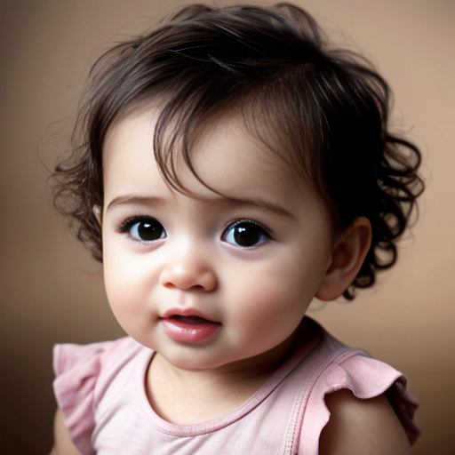 a 1-year-old light skin baby girl with dark brown curly baby hair