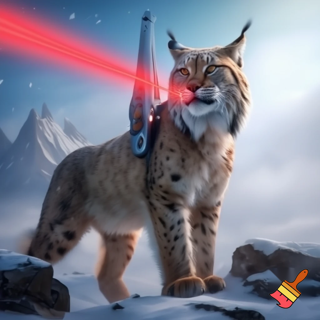 A lynx animal with a laser on its back
