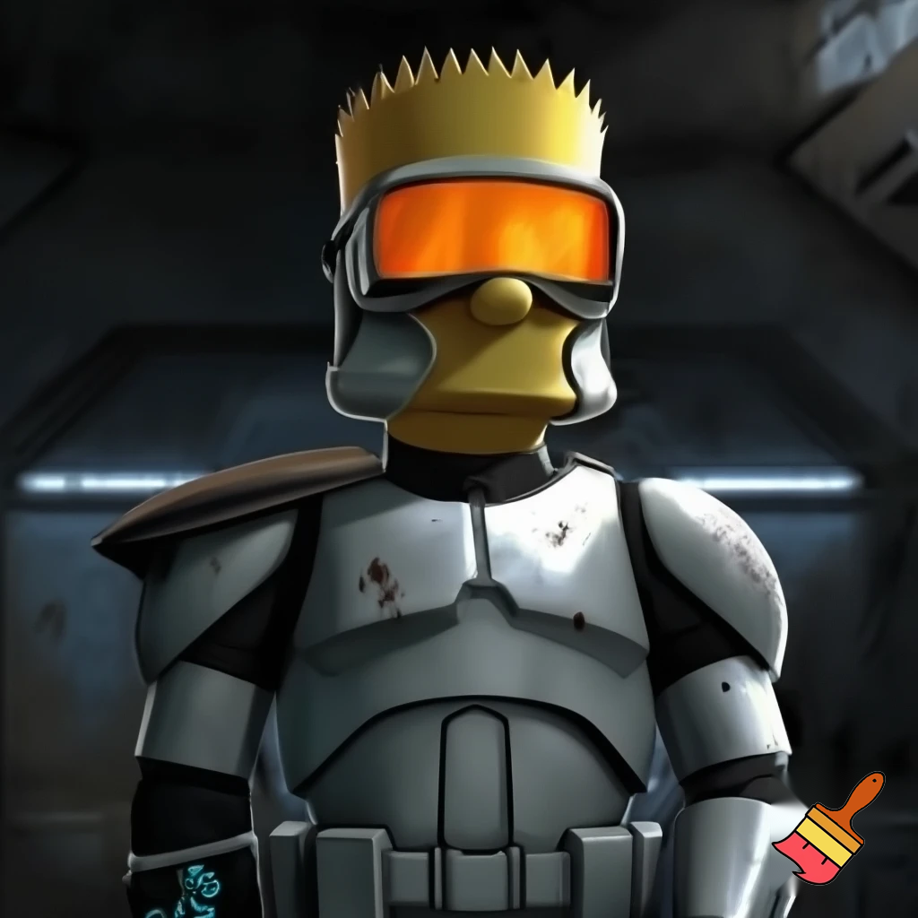 Bart simpson wearing clone trooper armour