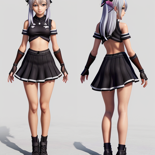 a reference sheet for a girl vtuber character design anime