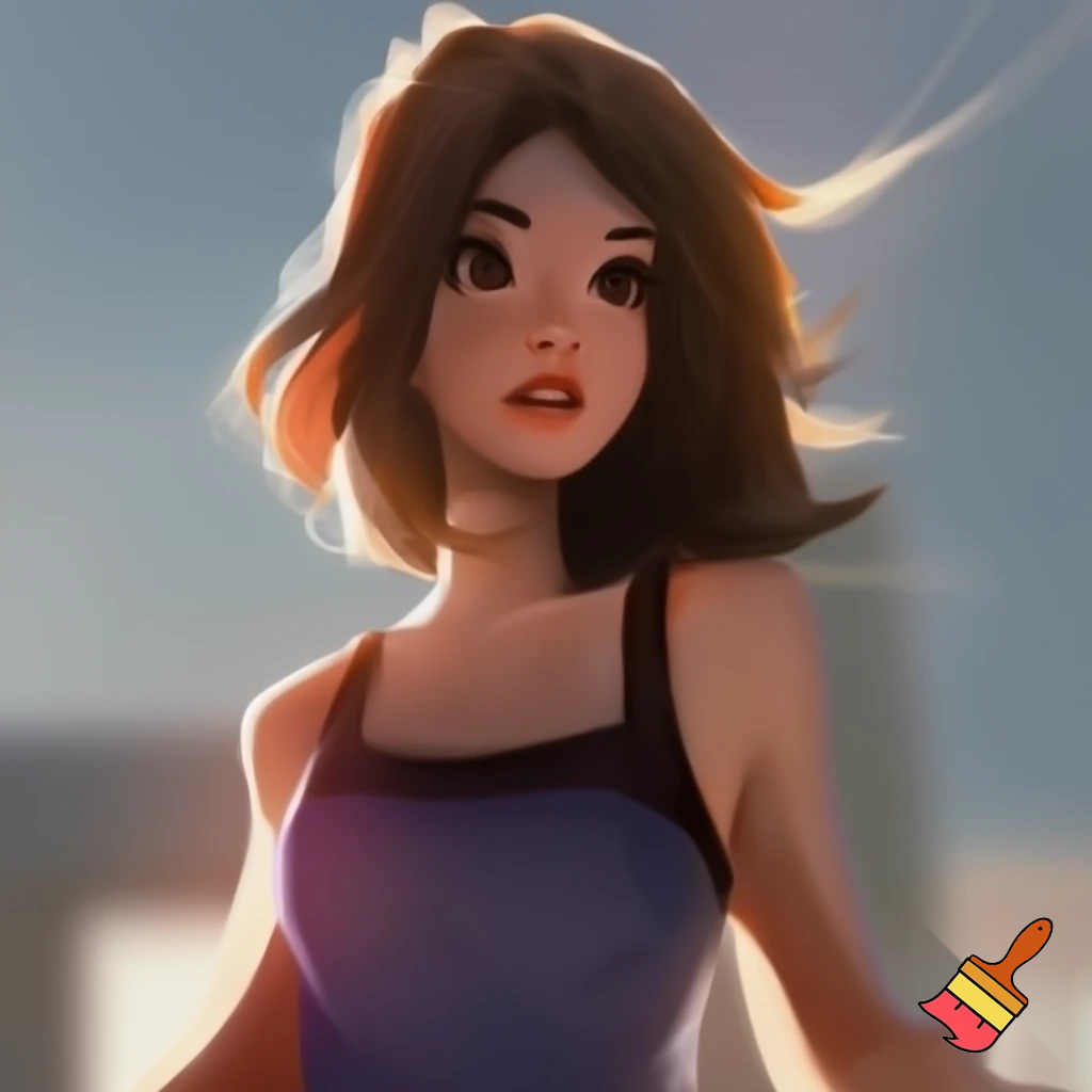 full body view of teenage girl in a tank top