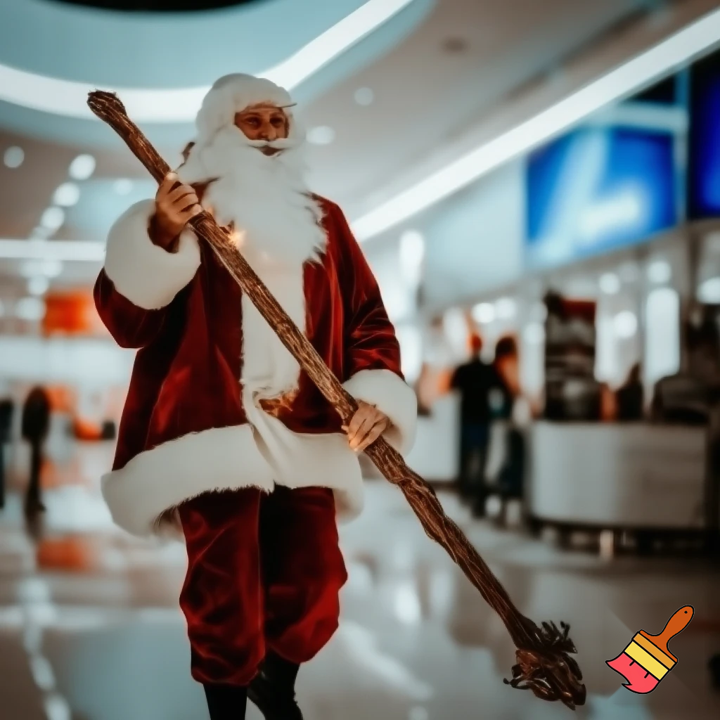 Santa Claus magic walking stick staff Russia shopping Centre