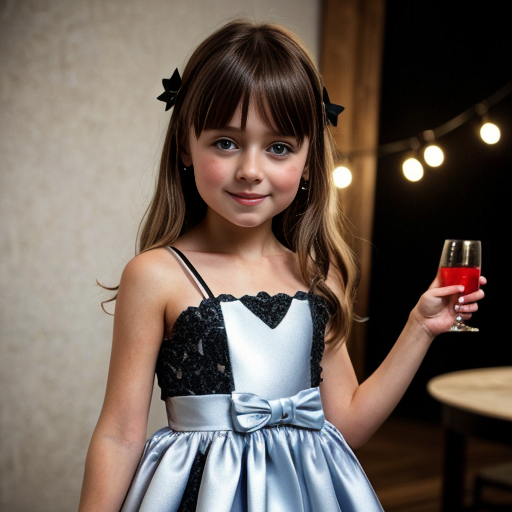 swedish brunette little girl  at party dress, very beautiful, on the party