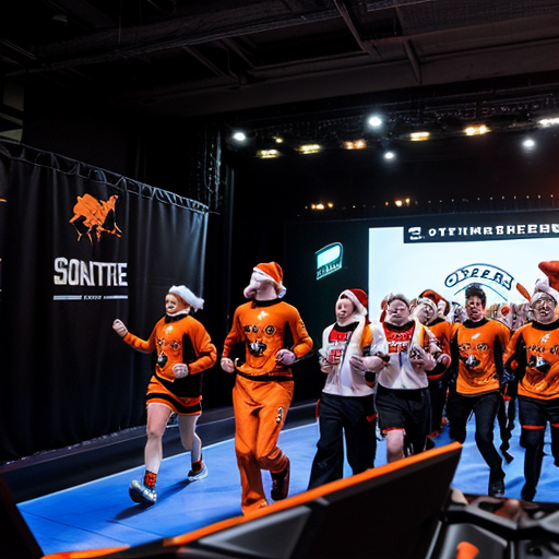 the esports team fnatic running from santa with batman