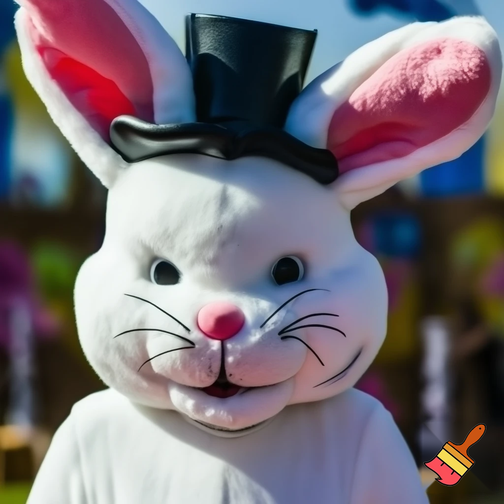 Easter bunny mascot costume top hat