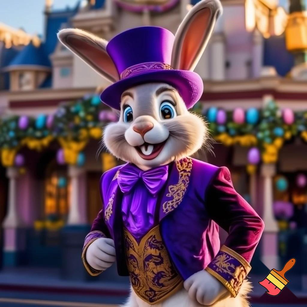 Easter bunny mascot from Disneyland costume top hat