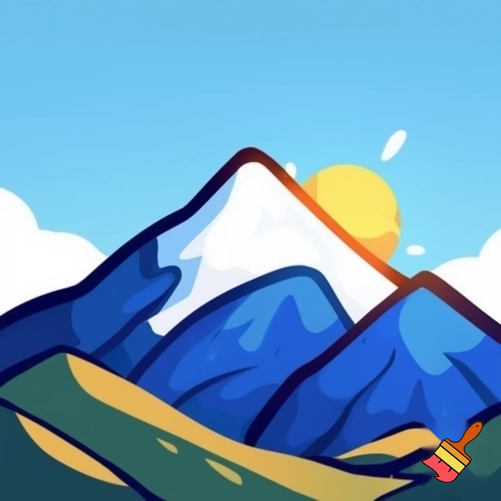 single icon of mountain in cartoon style 