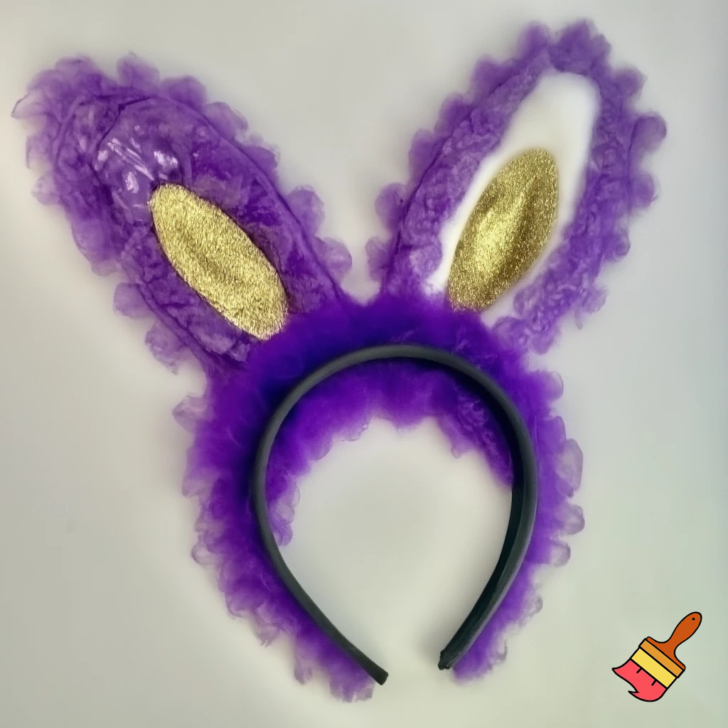  Purple and white Easter bunny headband top hat headband with gold