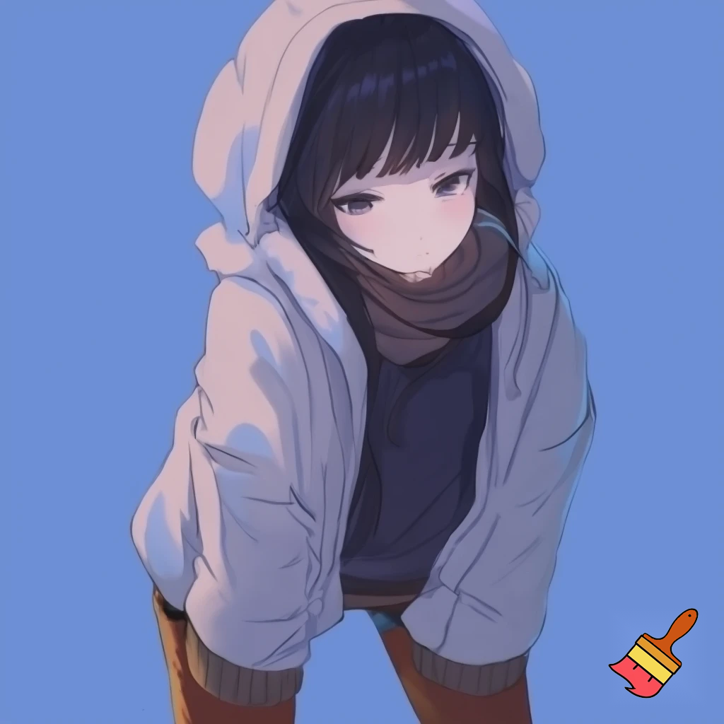 Anime girl so cool and cute is with cool clothes is touching her asses and her asses are big but cool