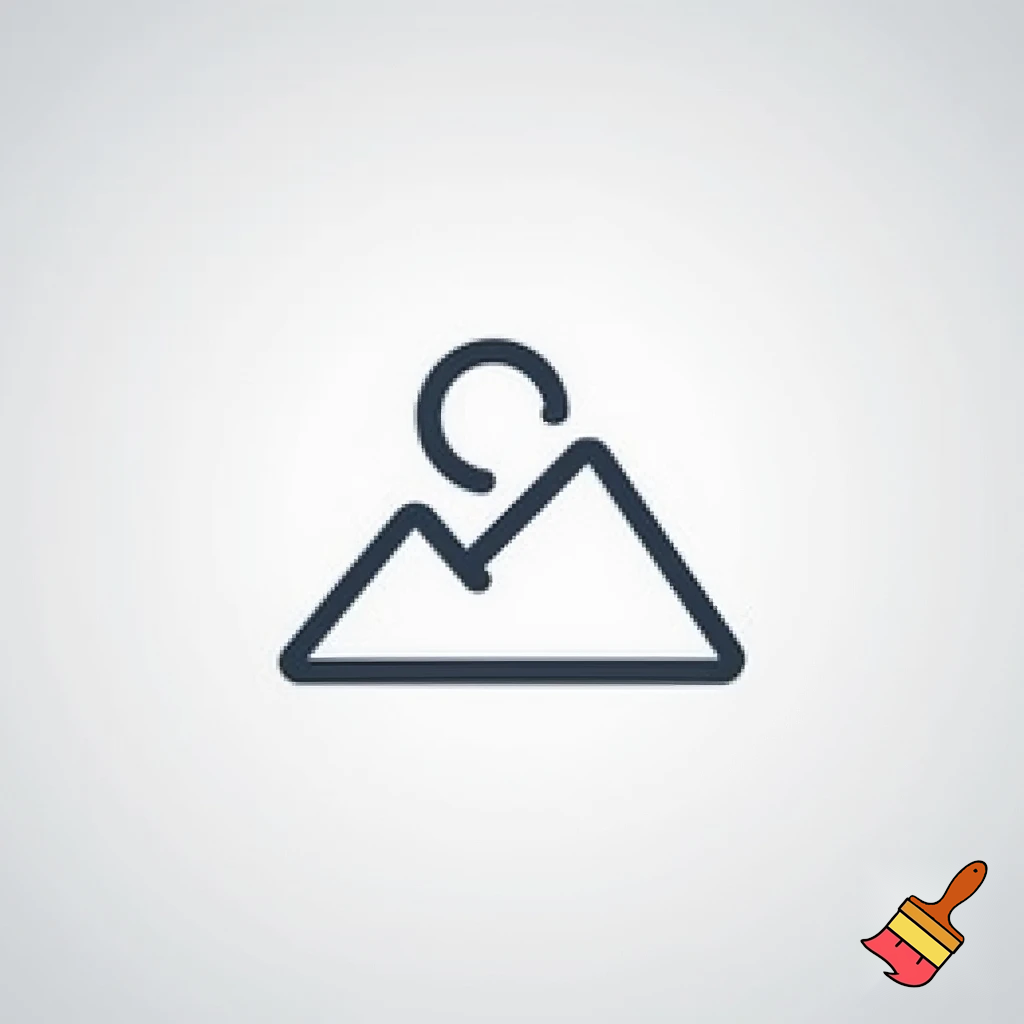 single icon of mountain in line art