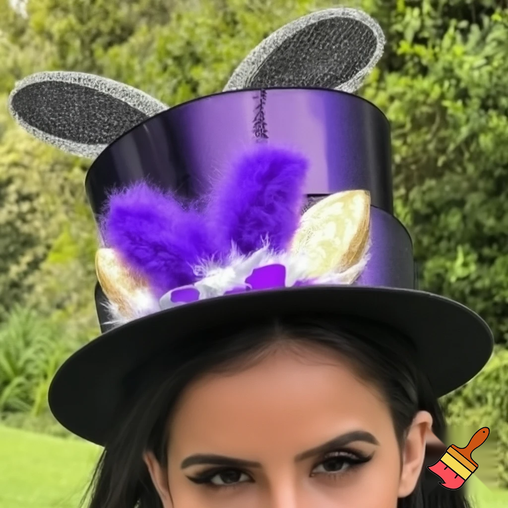 Easter bunny top hat headband, purple and white gold and silver top hat black purple dark purple special hat in delicate purple white, purple and white gold