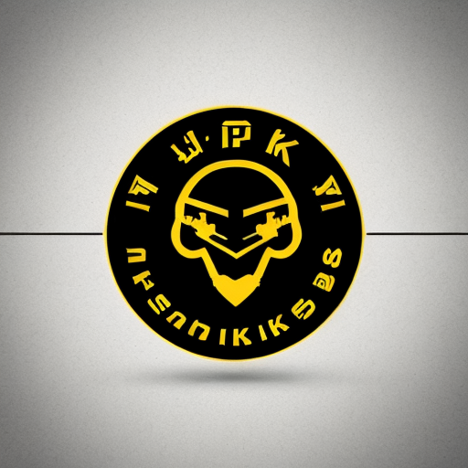 Logo JUPS in yellow color. Cyberpunk style.