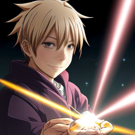 Can you make an anime boy named shooting a light beam? magic.