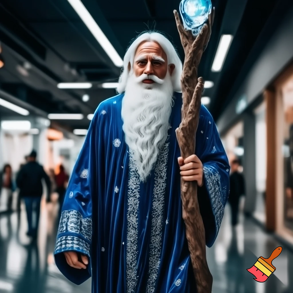 Santa Claus walking at the shopping centre a wizard Santa Claus
