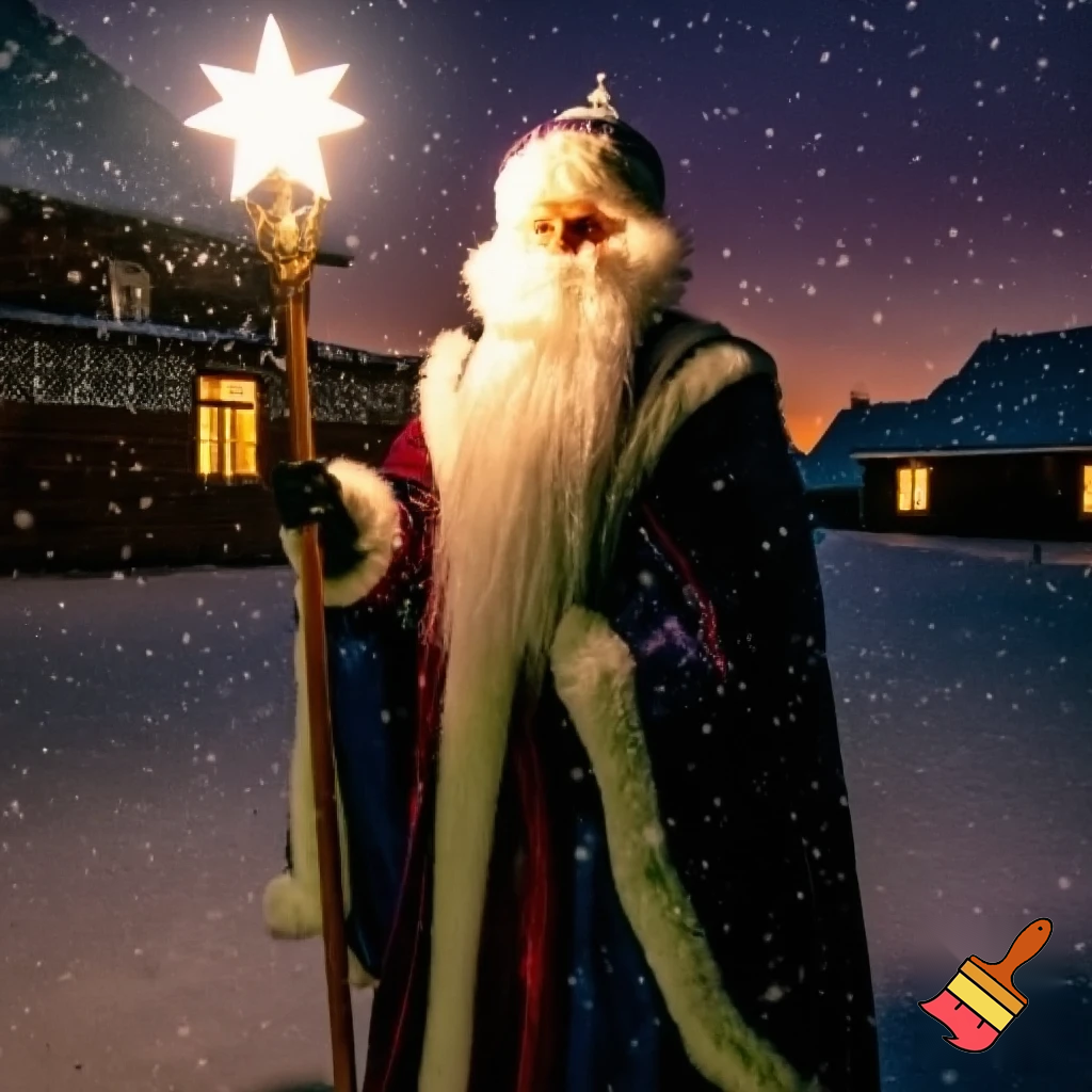 Santa Claus Russian with a star walking stick