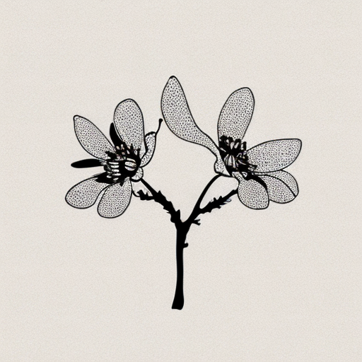 eine Vektorgrafik von einer stilisierten Mandelblüte in minimalistischem Design. Die Charakteristik einer Mandelblüte soll erhalten bleiben. Mit einer oder zwei Farben so dass es gut geplottet und auf Textilien gedruckt werden kann?