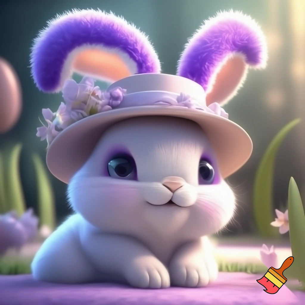 Easter bunny top her hat headband, purple and white Easter bunny ears