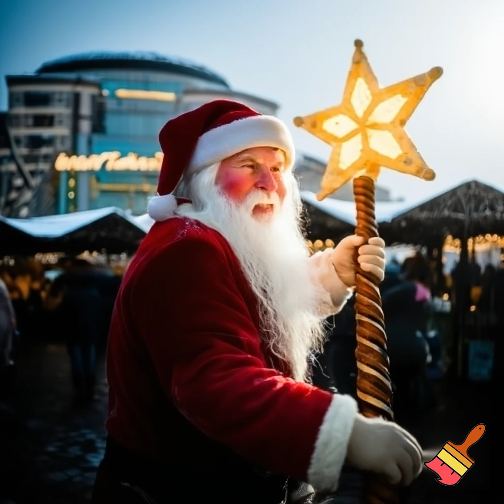  Santa Claus, Russia walking stick with a star shopping centre the real Santa Claus