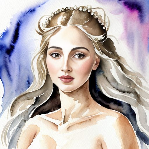 Image inspired by The Birth of Venus but tall white-haired woman