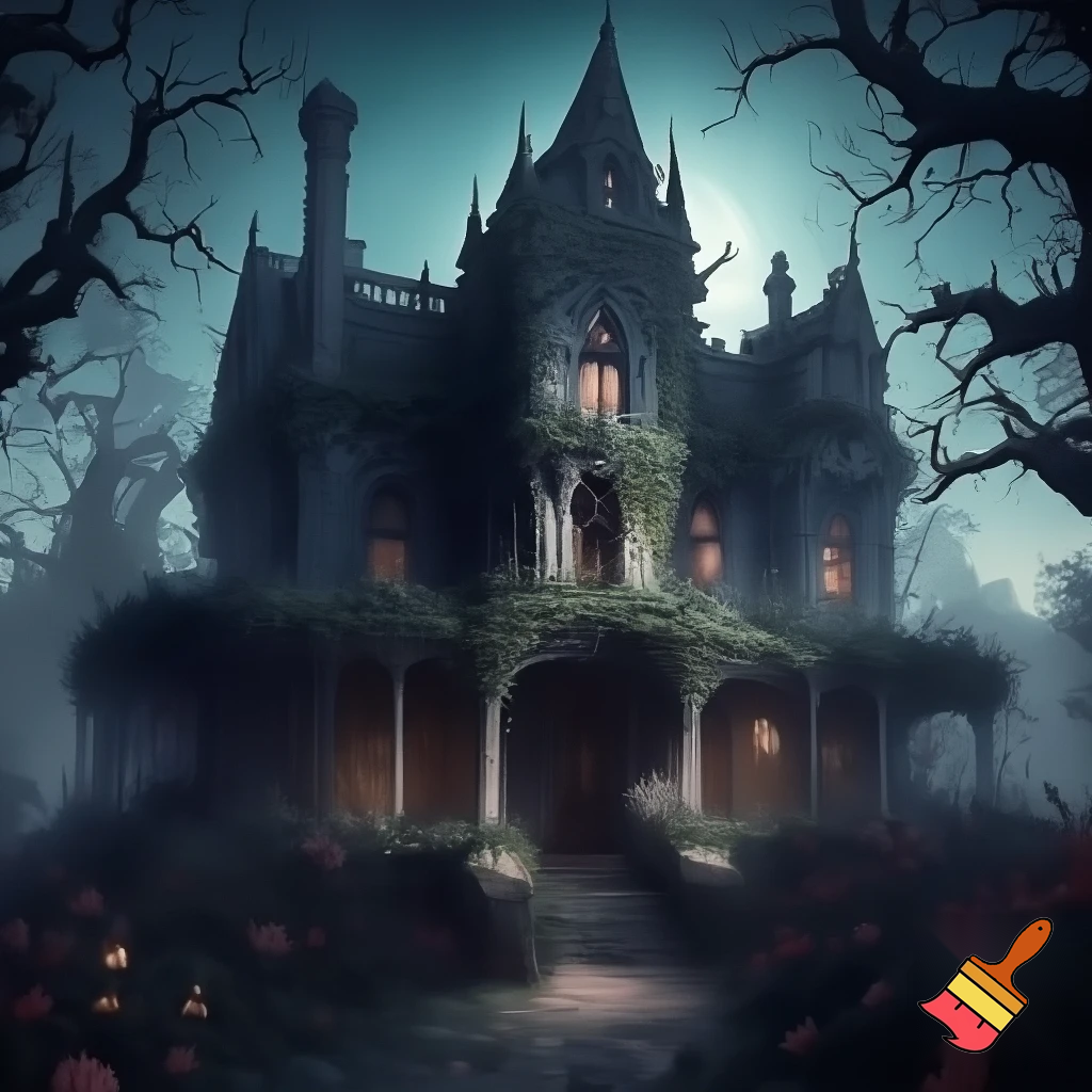 ภาพคฤหาสน์ที่มีความลึกลับน่าค้นหา แต่มีความสวยงามและน่าดึงดูด